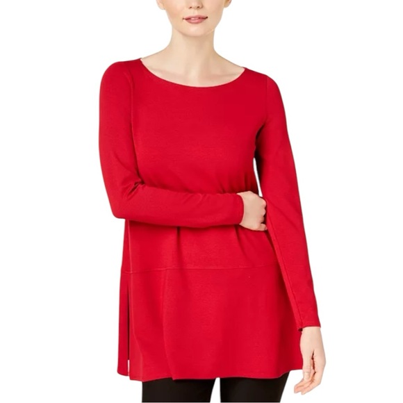 Eileen Fisher Stretch Jersey Side Slit Tunic Top - Picture 1 of 14